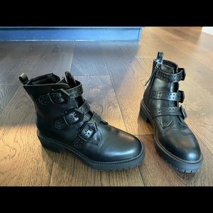 Black combat boots